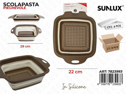Sunlux Scolapasta Pieghevole Silicone 29*22Cm /Pz Da 6**