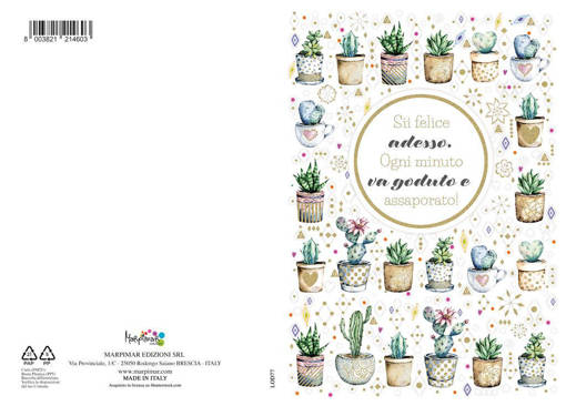 Marpimar - Tanti Auguri Rilievo Piantine Grasse Fondo Bianco LOD77