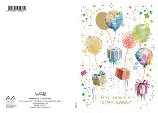 Marpimar - Compleanno Rilievo Palloni E Fiori Fondo Bianco LOD58