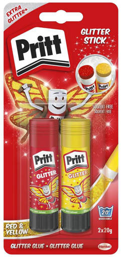 Pritt - Colla Stick Glitter 20 g 2 Pz Rosso Giallo