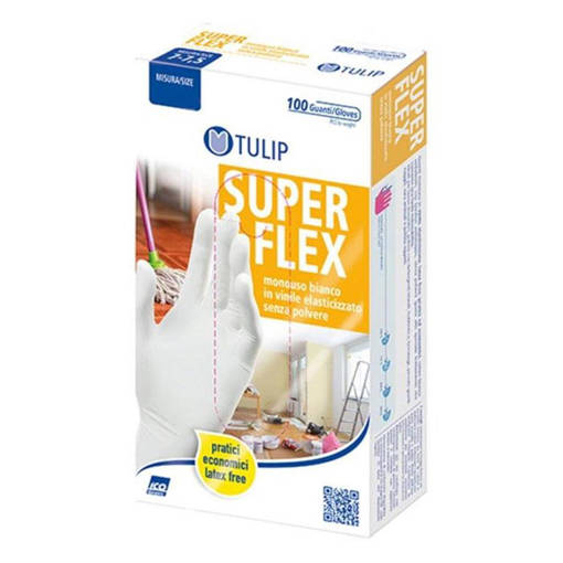 Tulip Guanti in Vinile SUPERLFEX 100 pezzi, taglia S