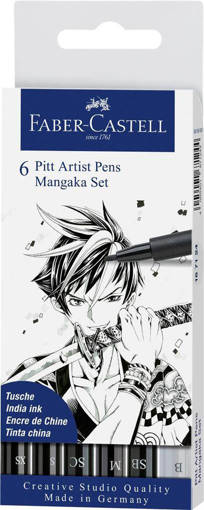 Faber Castell - Pitt Artist Pen Manga 6x grigio,nero 167124