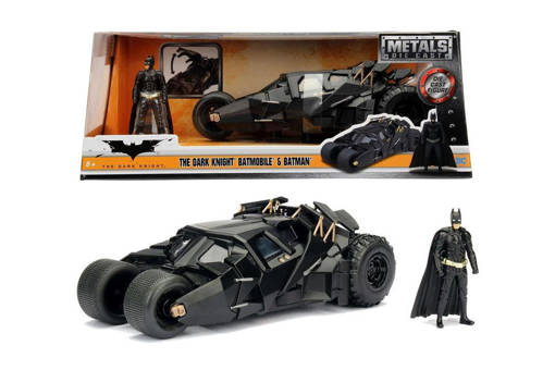 Simba - Batman The Dark Knight Batmobile in scala 1:24 con personaggio di Batman in die cast 253215005