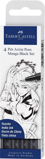 Faber Castell - Pitt Artist Pen Manga  neri 4x  XS,S,F,B 167132