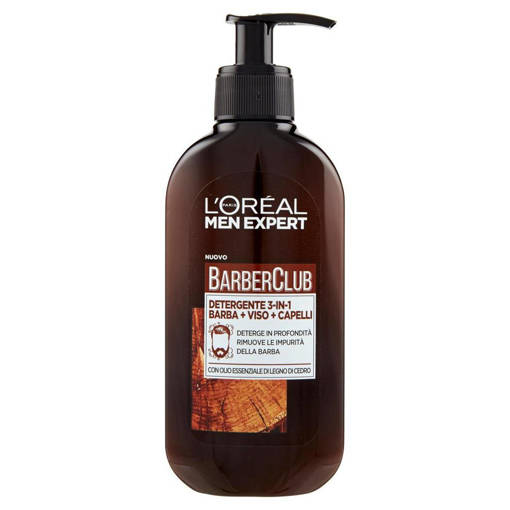 L'Oreal Men Expert Barber Club Detergente 3In1 Viso Barba Capelli 200 ml