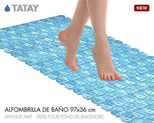Tatay Tappeto Bagno Antiscivolo 97x36 cm, cm, Azzurro