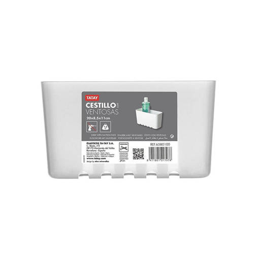 Tatay Portaoggetti Rettangolare A Ventosa Standard Glacè 200x85x110 mm