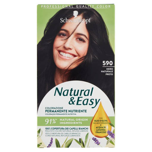 Schwarzkopf Natural&Easy, Colorazione Permanente, 590 Nero Nat  2Tx3