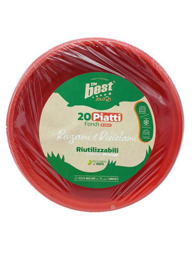 The Best Piatti Fondi Riutilizzabili 20 Pz, Rossi