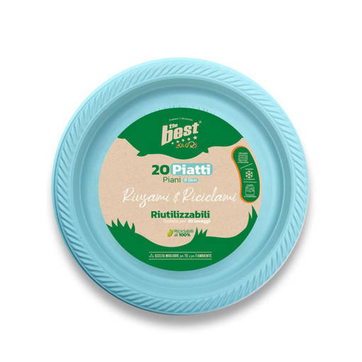 The Best Piatti Piani Riutilizzabili 20 Pz, Azzurri