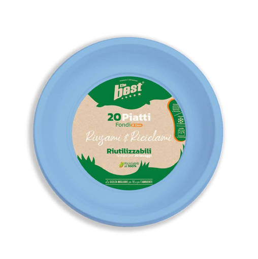 The Best Piatti Fondi Riutilizzabili 20 Pz, Azzurri