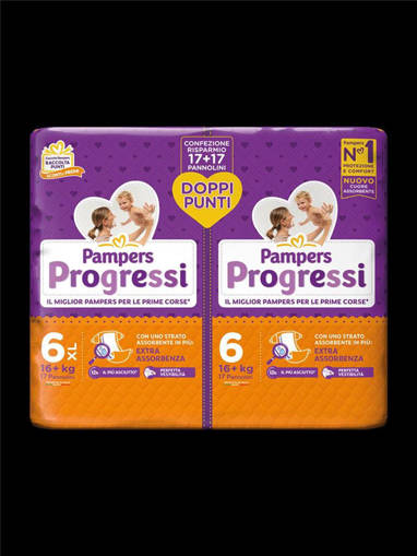 Pampers Progressi XL Taglia 6 (16+ Kg), 34 Pannolini