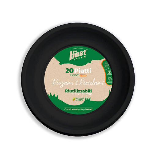 The Best Piatti Fondi Riutilizzabili 20 Pz, Nero