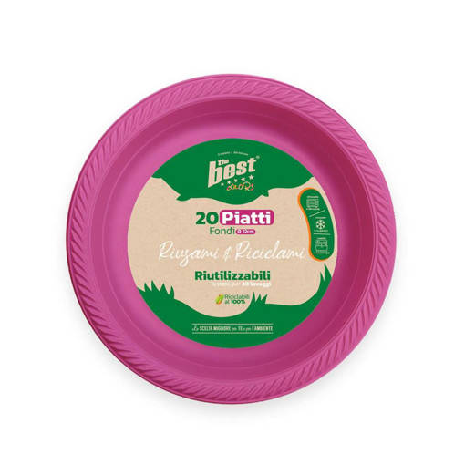 The Best Piatti Piani Riutilizzabili 20 Pz, Fucsia
