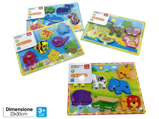 GT - Puzzle Animaletti In Legno 4Ass 100235