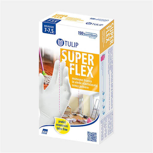 Tulip Guanti in Vinile SUPERLFEX 100 pezzi, taglia L