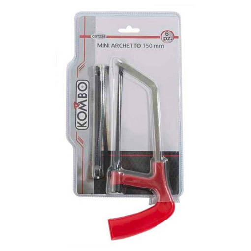 Kombo Archetto In Acciaio Cromato, 150Mm, 6 Pz.,  Impugnatura In Abs Antiscivolo, 5 Lame In Dotazione