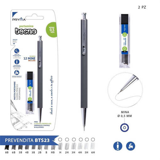 Pryma Portamine Met.Tecno+Ric. 12Mine Hb 0,5Mm Bl. 0211060