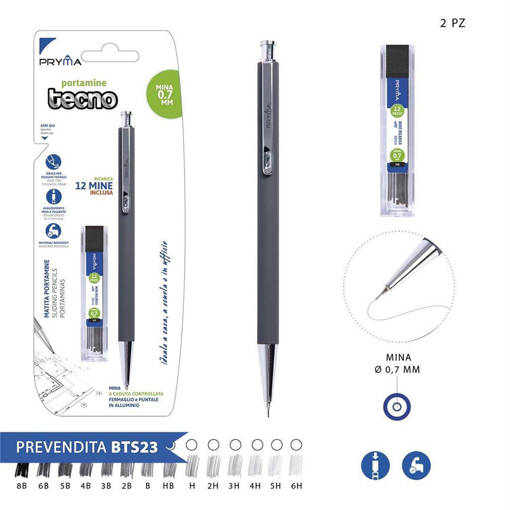 Pryma Portamine Met.Tecno+Ric. 12Mine Hb 0,7Mm Bl. 0211061