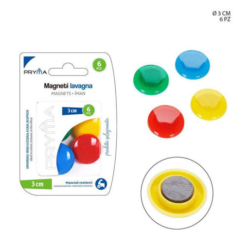 Pryma Magneti Lavagna 3Cm 6Pz Bl. 0125057