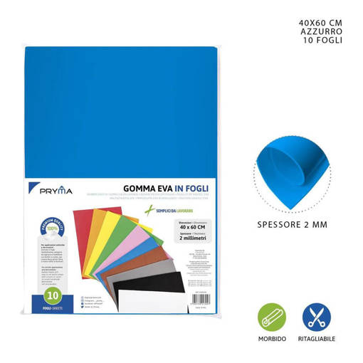 Pryma Foglio Gomma Eva 40X60Cm 2Mm Azzurro 0150202