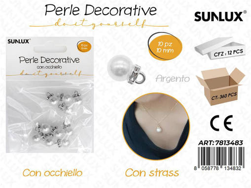 Sunlux Perle Dec. C/ Ochhiello Arg. 10Pcs 10Mm /Pz Da 12**