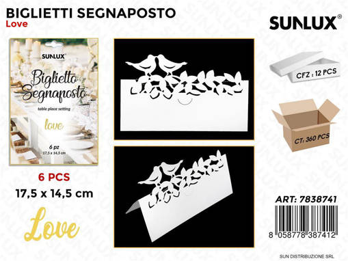 Biglietti Segnaposti Love 17.5*14.5Cm 6 Pcs /Pz Da 12**