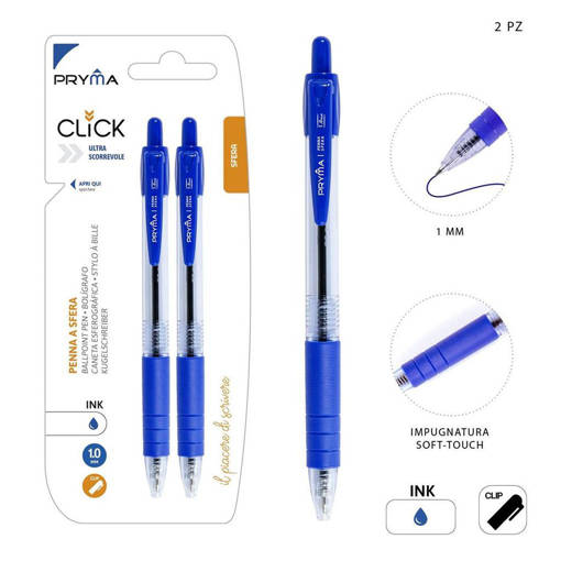 Pryma Penna Sfera Scatto Click 1Mm 2Pz Blu Bl. 0205753