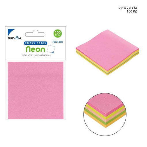 Pryma Stick Notes Neon 76X76Mm 100Ff Bl. 0144614