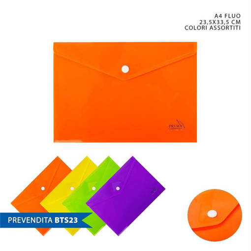 Pryma Busta C/Bottone A4 23.5X33.5Cm Fluo 0143379
