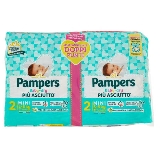 Pampers Baby Dry Value Pack Mini Taglia 2, 62 Pannolini