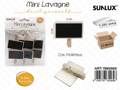 Mini Lavagna C/ Mollettina 6Pcs 5*3Cm/ Pz Da 12**