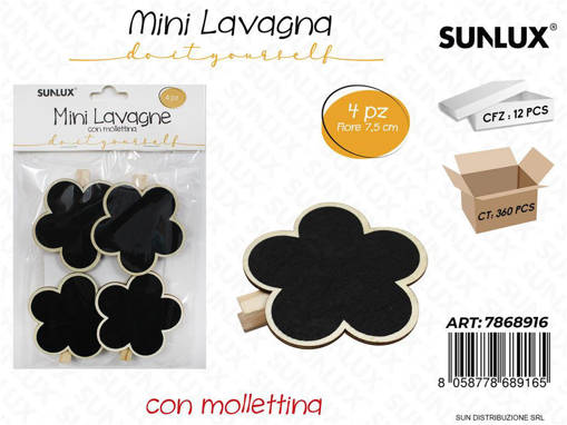Mini Lavagna C/Molletta Fiore 7.5Cm 4Pcs /Pz Da 12**