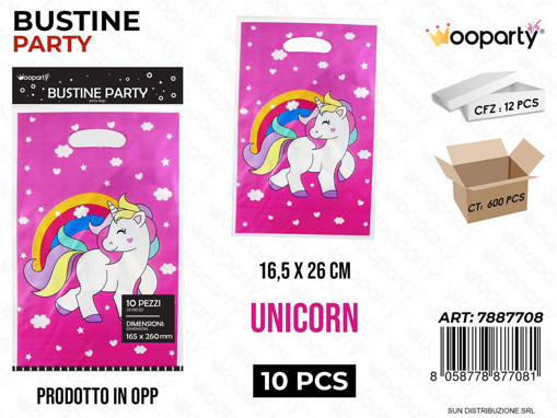 Bustine Party Unicorn In Pp 10Pcs 16.5*26Cm /Pz Da 12**