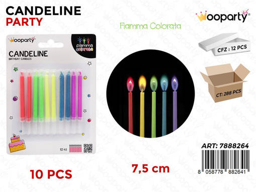 Candeline C/ Fiamma Colorata 10Pcs Ass. /Pz Da 12**