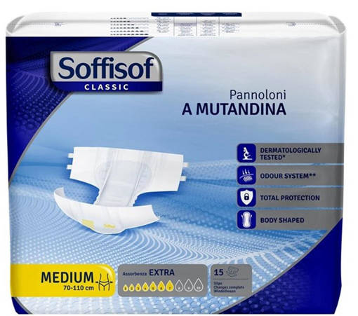 Soffisof Pannoloni Mutandina Extra Tg. Medio 15 pz, Dispositivo Medico