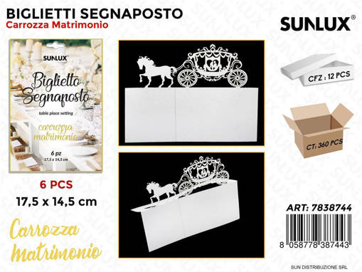 Biglietti Segnaposti Carrozza Matr. 17.5*14.5Cm 6 Pcs /Pz Da 12**