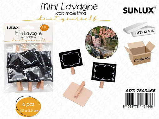 Mini Lavagna C/ Molletta 4.5*.5Cm- 6Pcs /Pz Da 12**