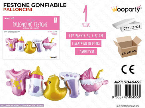 Festone Palloncino Baby Girl 96*27Cm /Pz Da 12**