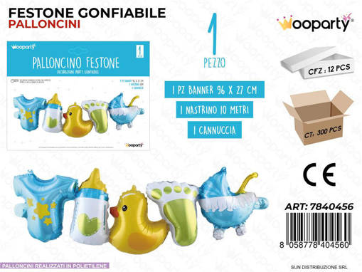 Festone Palloncino Baby Boy 96*27Cm /Pz Da 12**