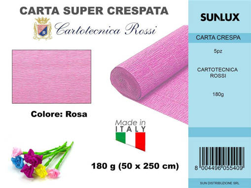 Sunlux - Carta Crespata 554 180G 50*250Cm Rosa /Pz Da 5** 960554