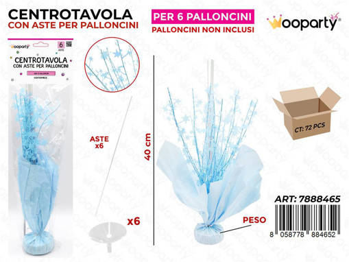 Wooparty Centro Tavola C/ Aste Per Palloncini Cel. 40Cm /Pz Da 6**