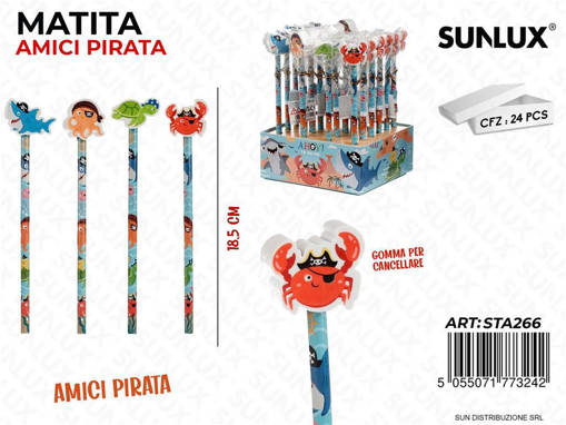 Sunlux - Esp. Matita Pirati C/ Gomma Ass. 18.5Cm /Pz Da 24** 7177324