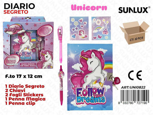Sunlux - Diario Segreto Unicorn C/ Penna Magica /Pz Da 12** 8072719