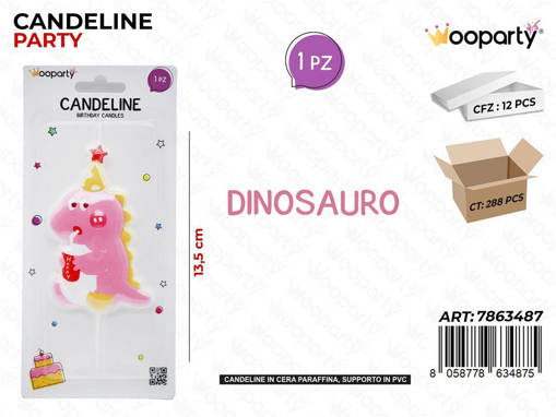 Wooparty Candeline Party Dinosauro 13.5Cm /Pz Da 12**