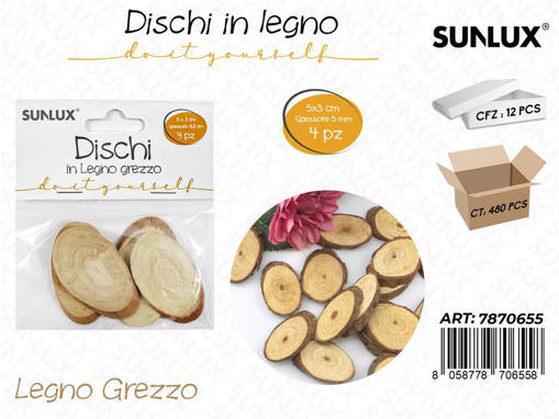 Dischi In Legno Grezzo 4Pcs 5*3Cm*5Mm /Pz Da 12**