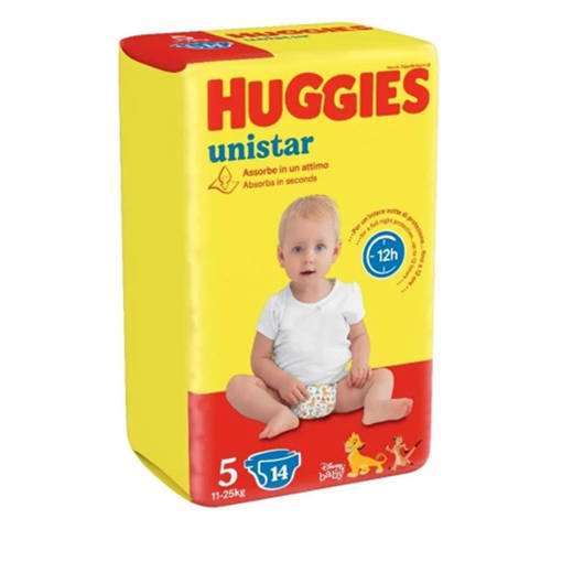 Huggies Unistar Junior Taglia 5 (11-25Kg), 14 Pannolini