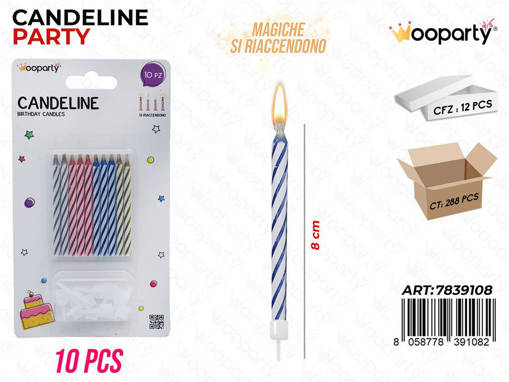 Candeline Magiche Col. Ass. 10Pcs 8Cm /Pz Da 12**