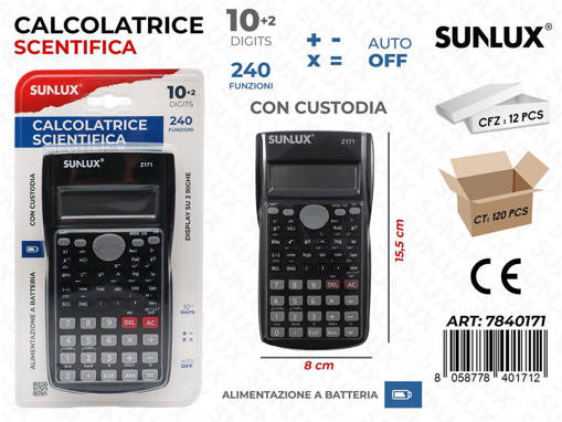 Sunlux - Calcolatrice Scientifica Z171 8*15.5Cm /Pz Da 12** 7840171