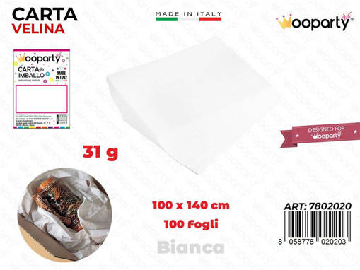 Sunlux - /Carta Velina Bianco 31Gr 100*140Cm /Pz Da 100** 7802020